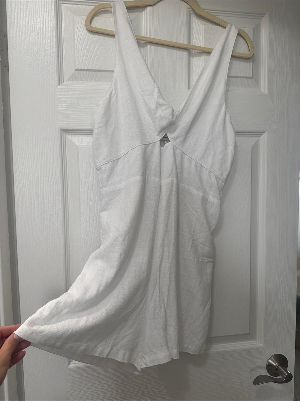 White V-Neck Sleeveless romper